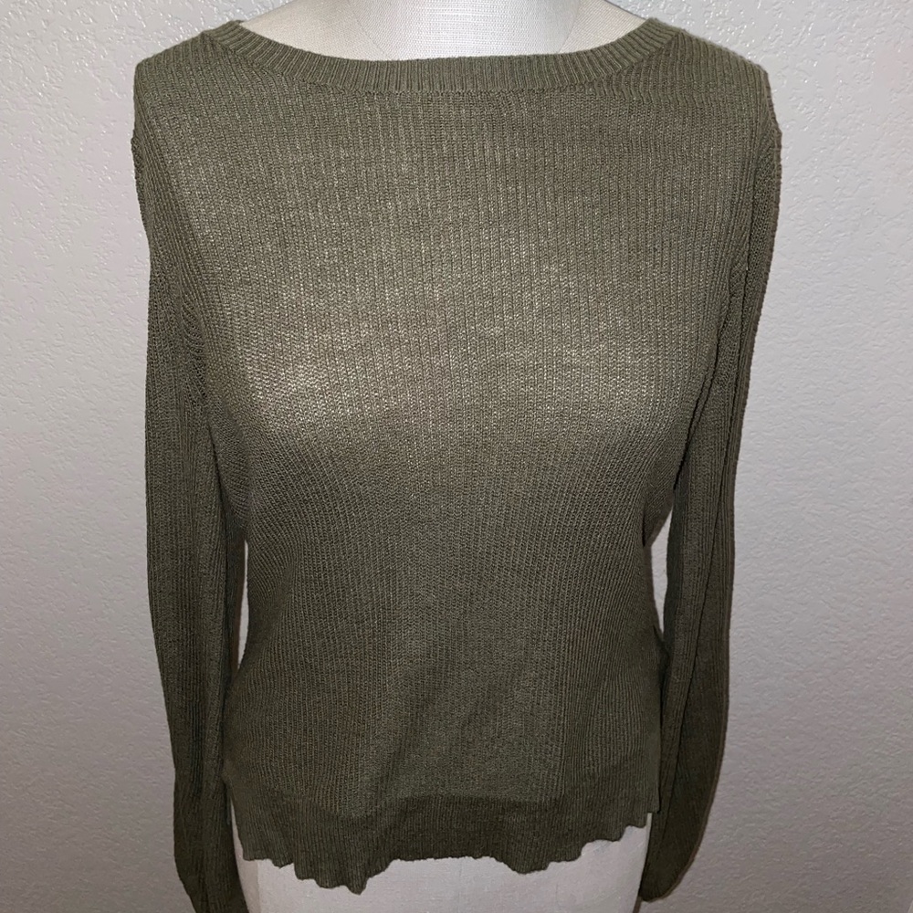 American Eagle Olive Green Bow Sweater Size Medium